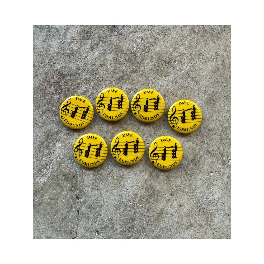 [LOT OF 7] VTG Late 70s 1.25" Dave Edmunds Classic Rock Rockpile Band Pin Badge